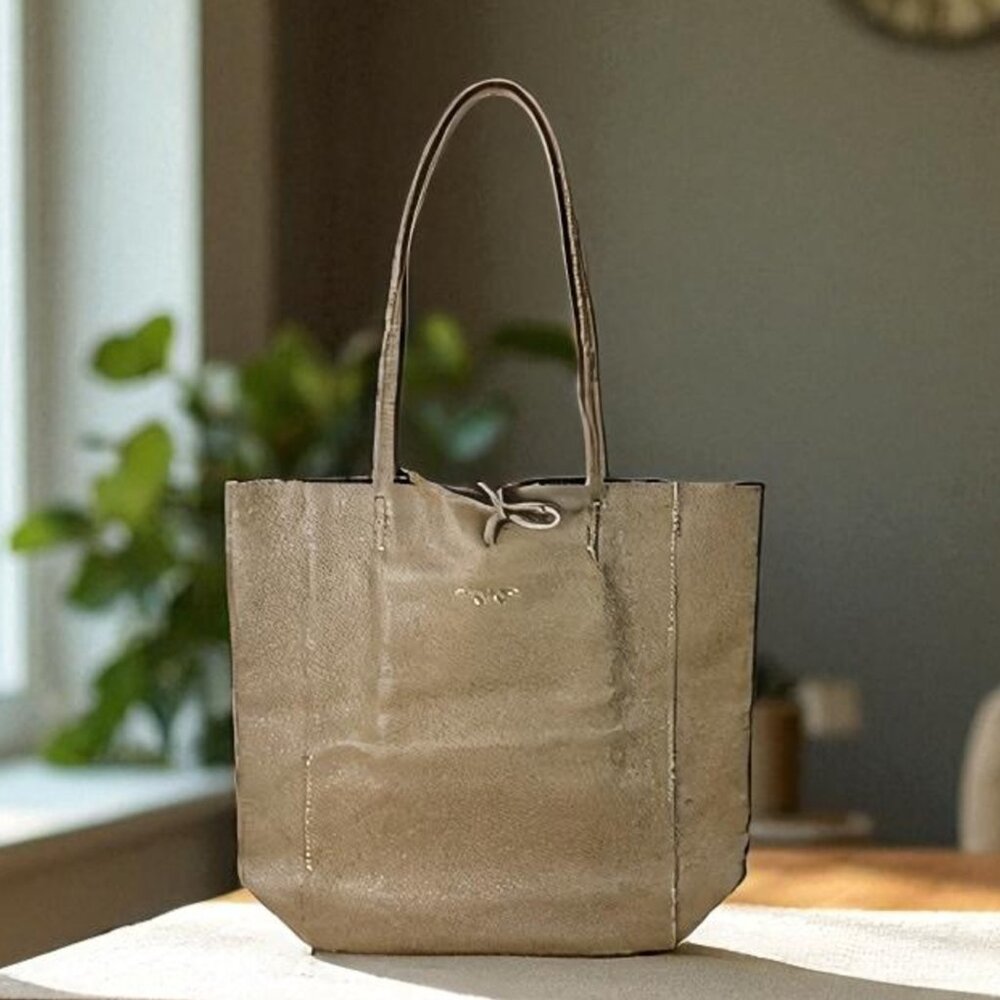 Anita Gray Italian Leather Women’s Handbag – Designer Shopper Tote Bag